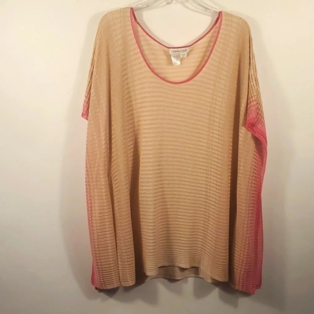 Coldwater Creek Tan Poncho Sweater With Sleeves M/L Drape